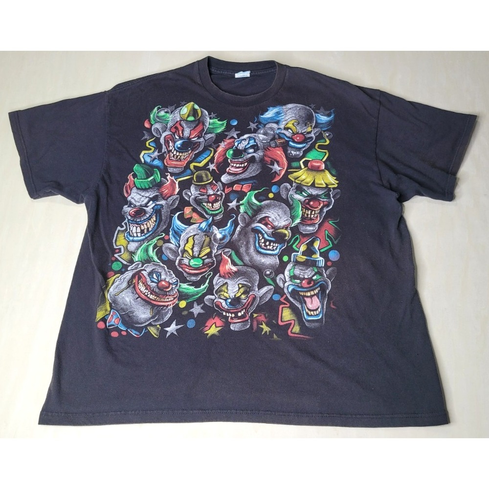 Y2K Delta Tag Killer Laughing Evil Clowns Graphic Men's XXL Black T-Shirt - Picture 3 of 16